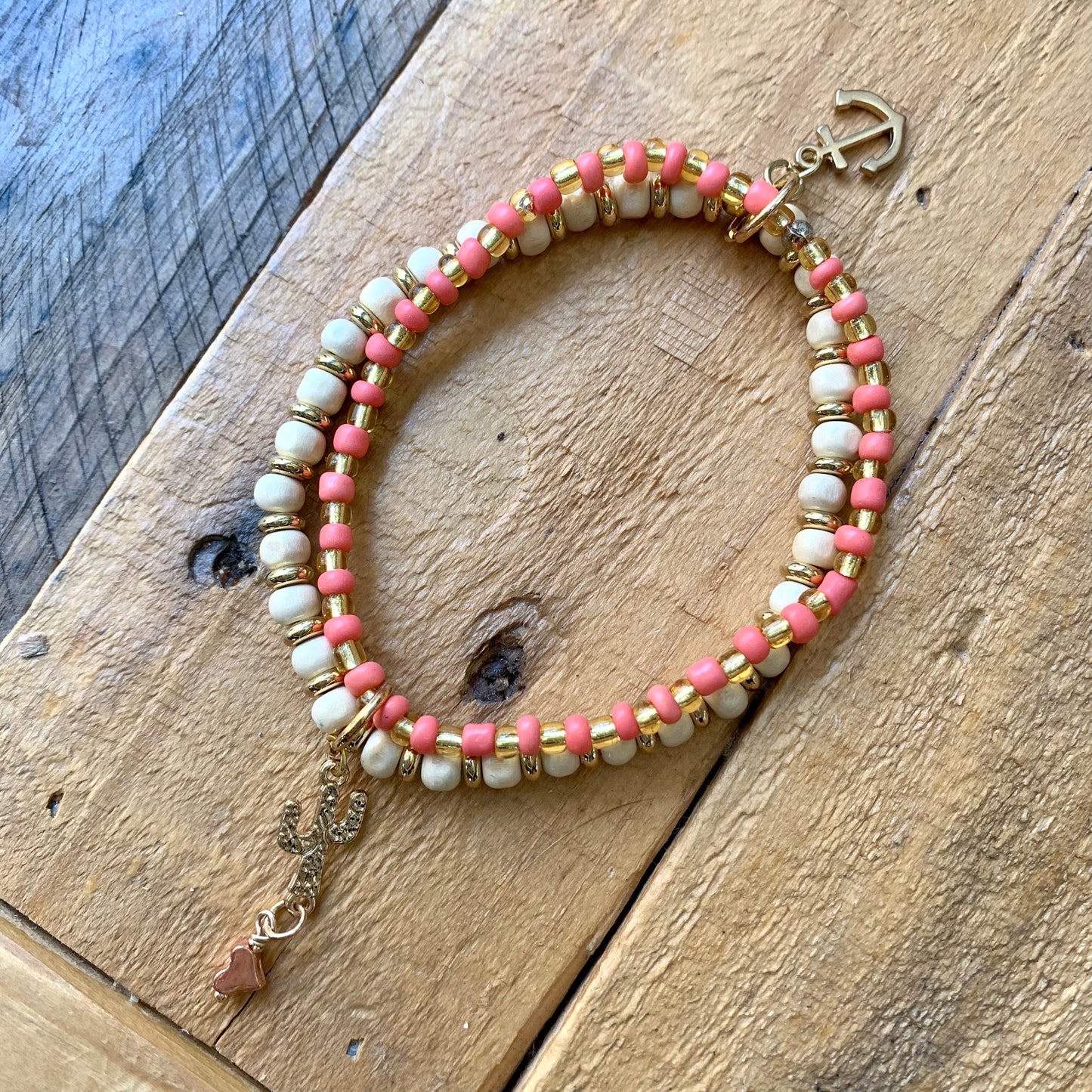 2-in-1 Beaded Charm Anklet