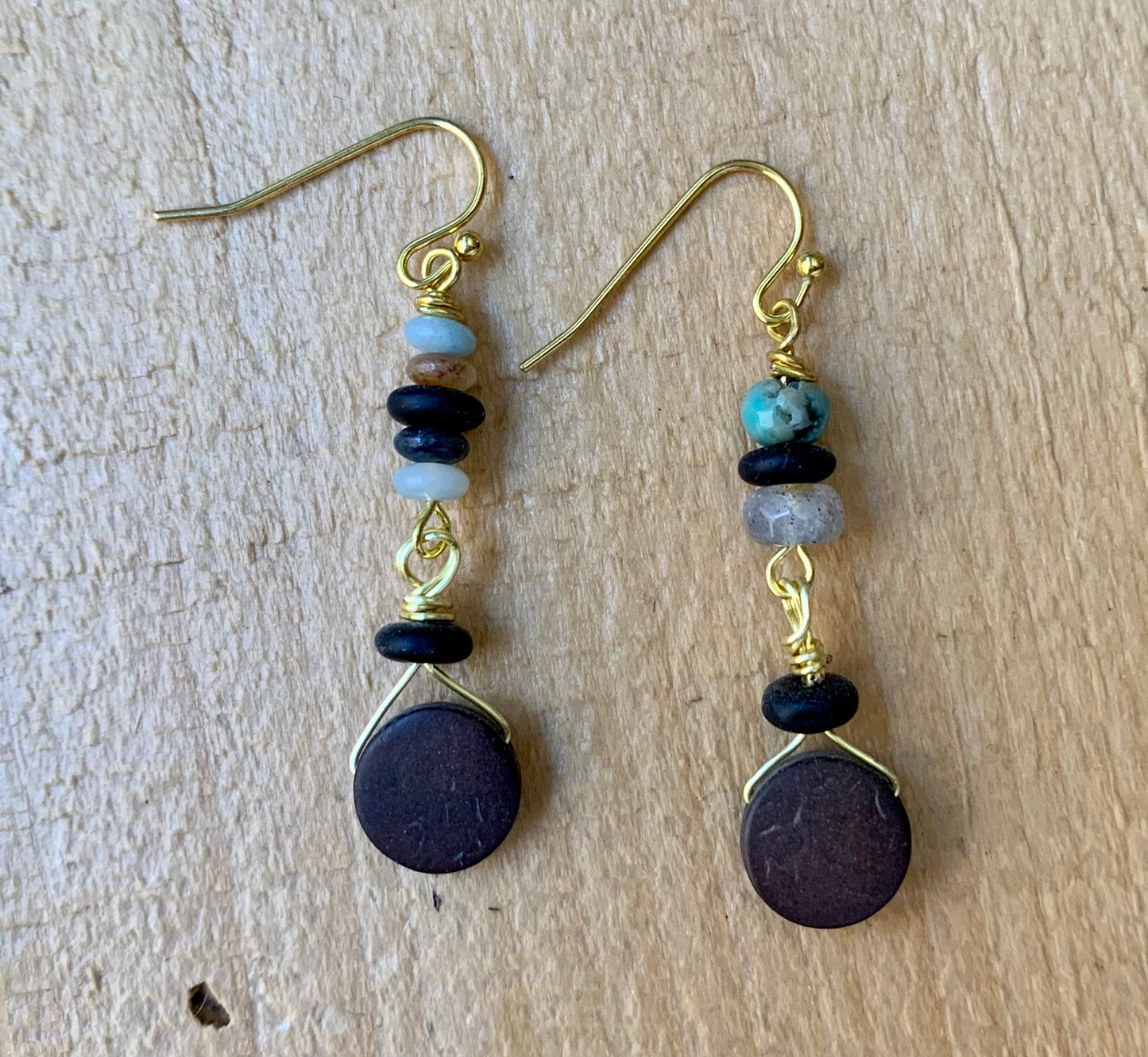 Gold Multicolored Beaded Earrings - ByMNC