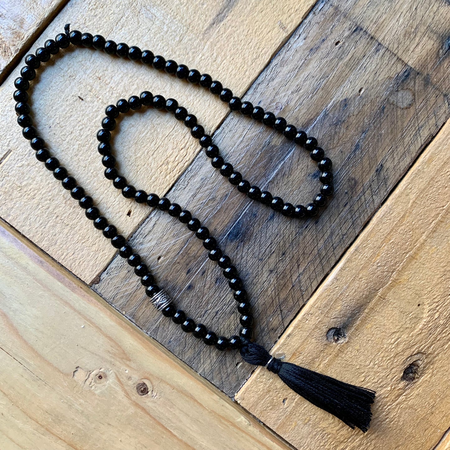 Men's Black Beaded Necklace - ByMNC