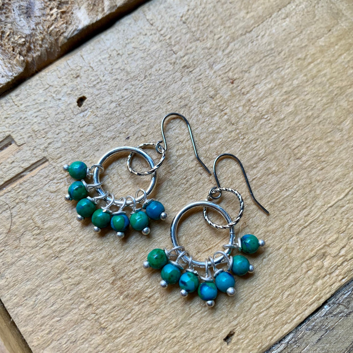 Turquoise Silver Double Hoop Earrings - ByMNC