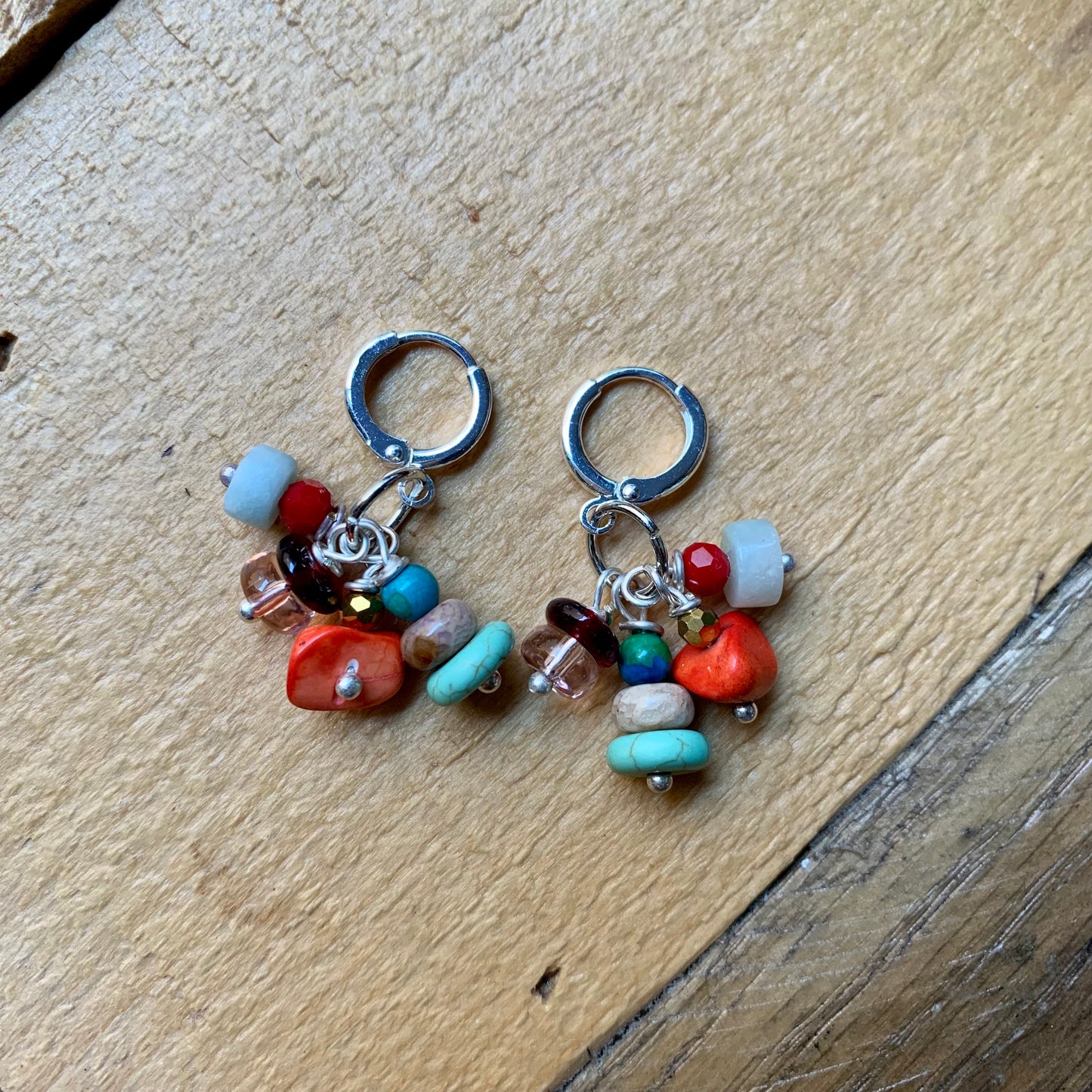 Multicolored Silver Charmed Earrings - ByMNC