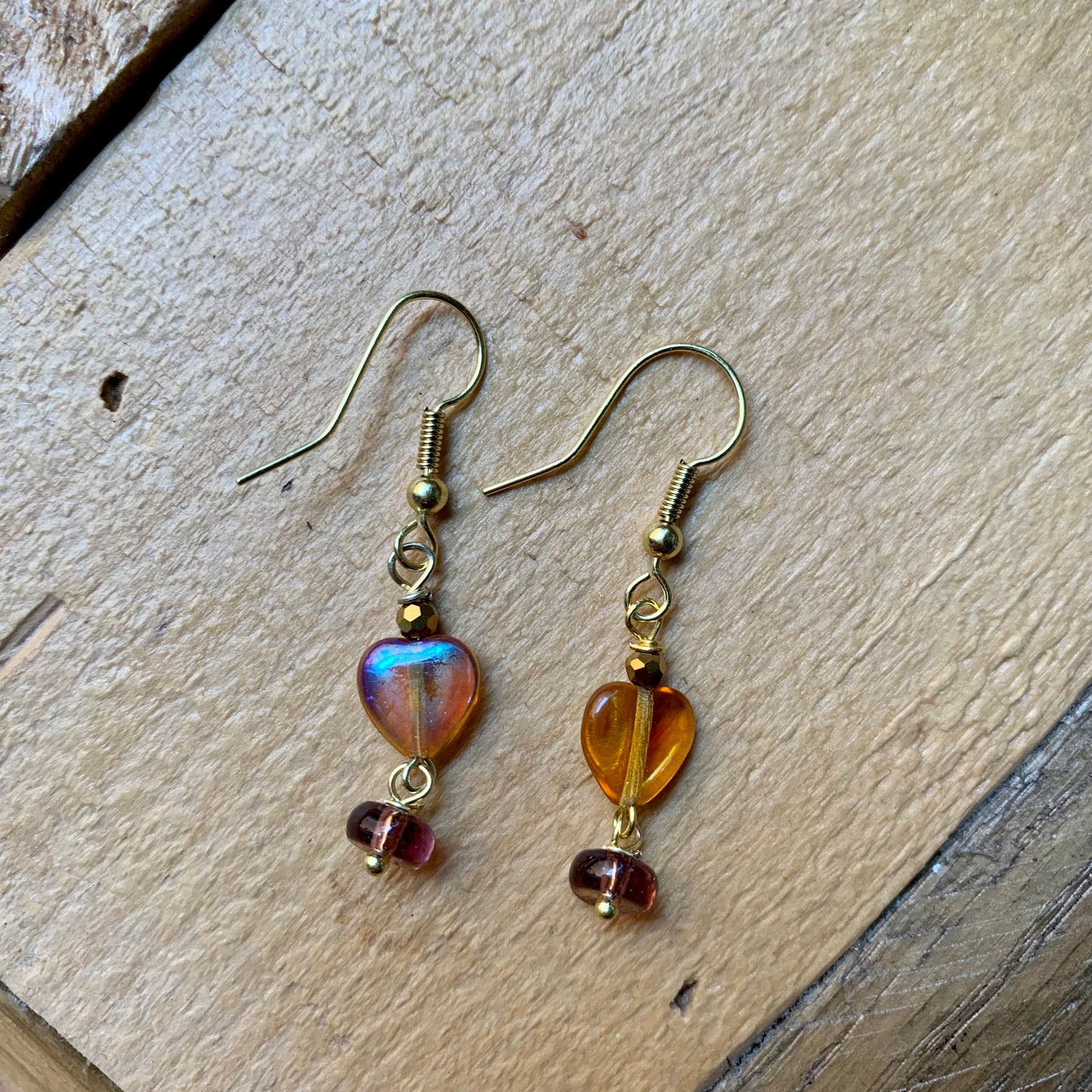 Gold Iridescent Heart Earrings - ByMNC