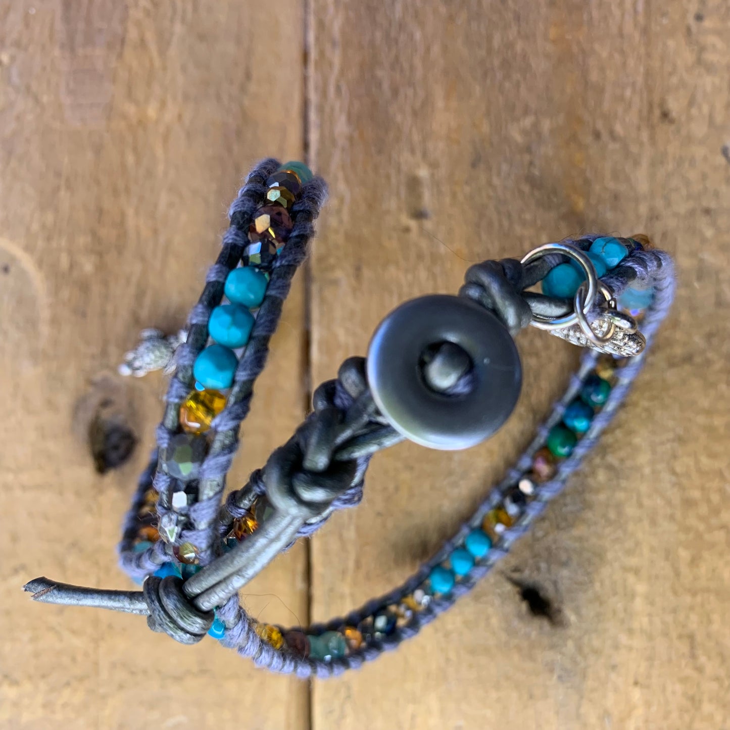 Silver & Teal Wrap Bracelet