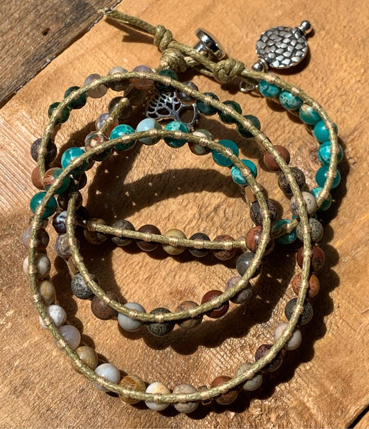 Brown & Turquoise Wrap Bracelet - ByMNC