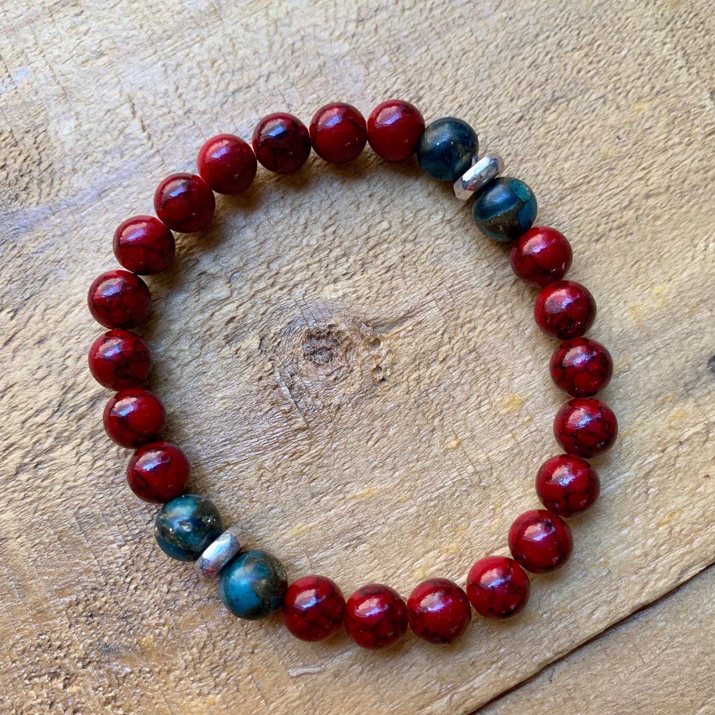 Dark Red & Blue Beaded Bracelet - ByMNC