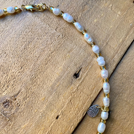 Pearl & Gold Charm Necklace