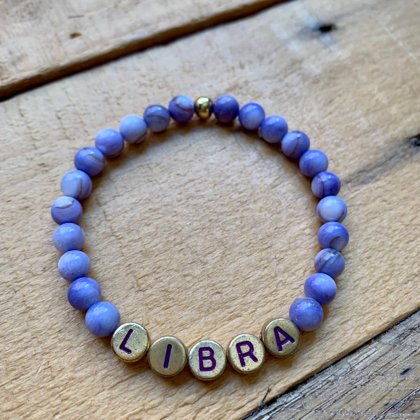 Libra Purple Beaded Bracelet