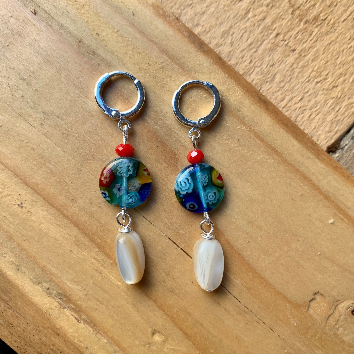 Blue Silver Hoop Earrings - ByMNC