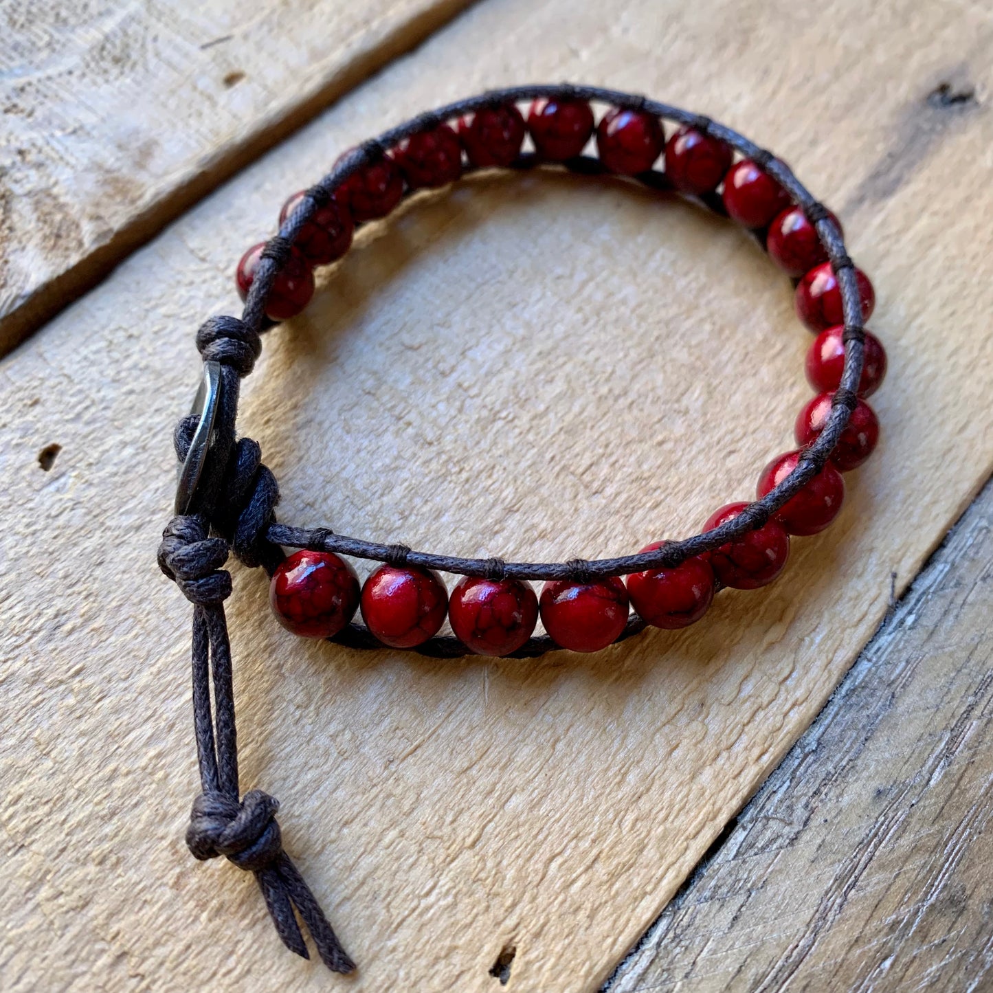 Dark Red Single Wrap Bracelet - ByMNC