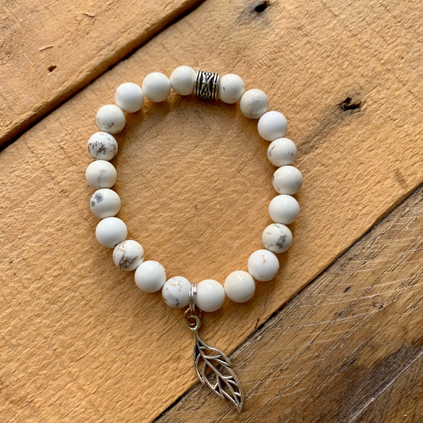 White Marbled Beaded Bracelet