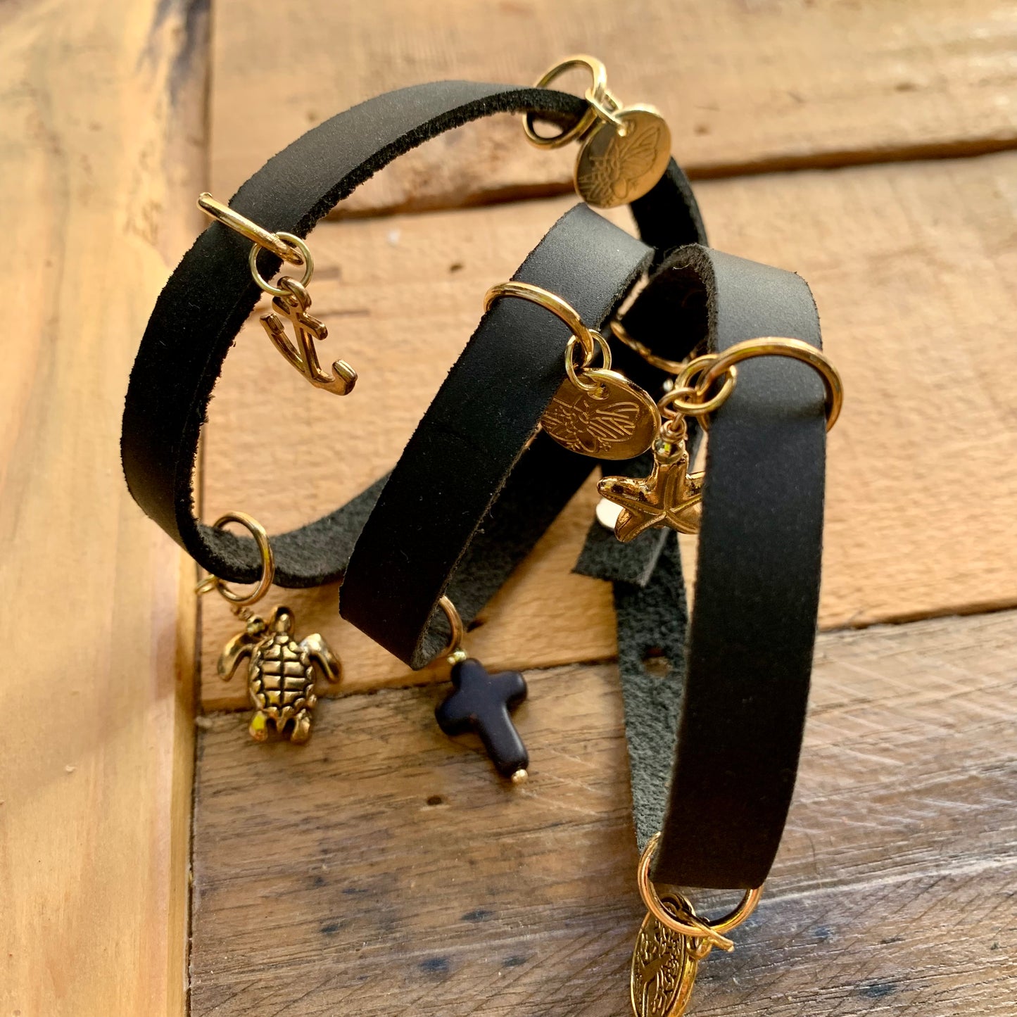 Dark Brown Charm Wrap Bracelet