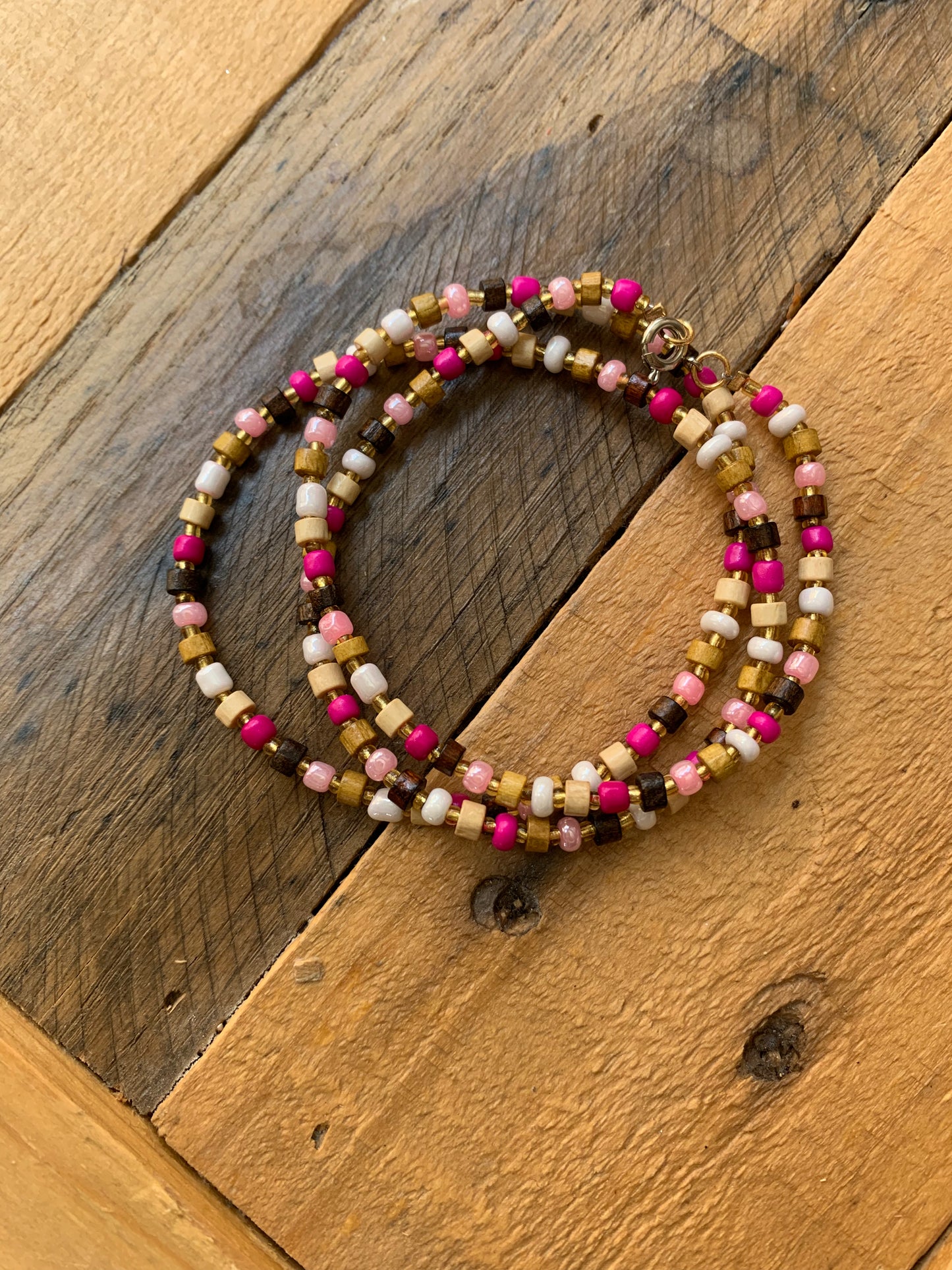 Pink Neutral 2-in-1 Necklace & Bracelet