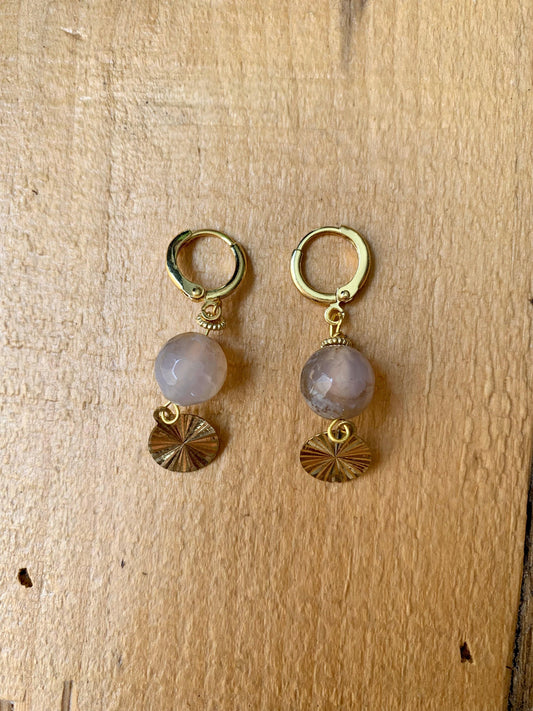 Beige Beaded Earrings - ByMNC