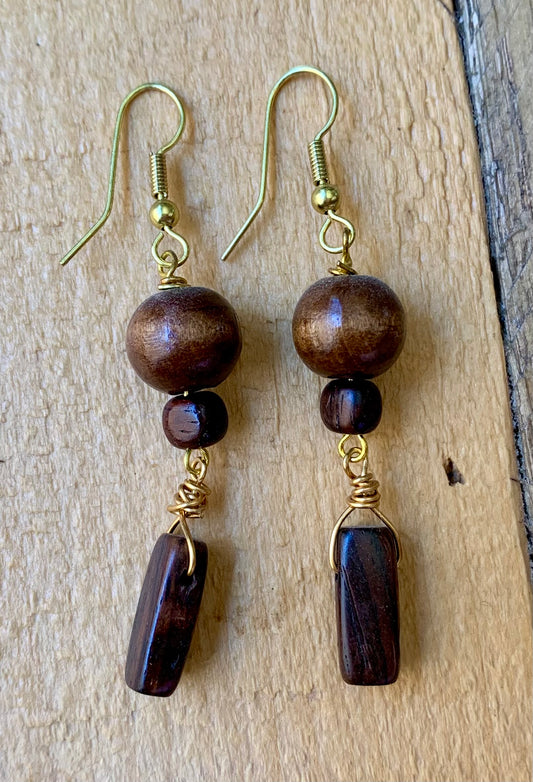 Dark Brown Wooden Earrings - ByMNC