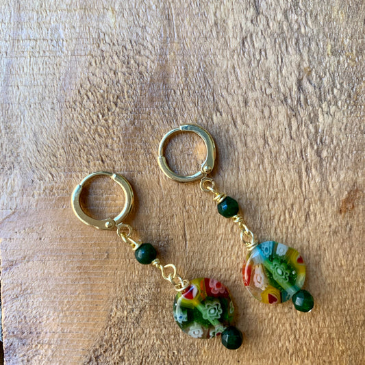 Green Circle Beaded Earrings - ByMNC