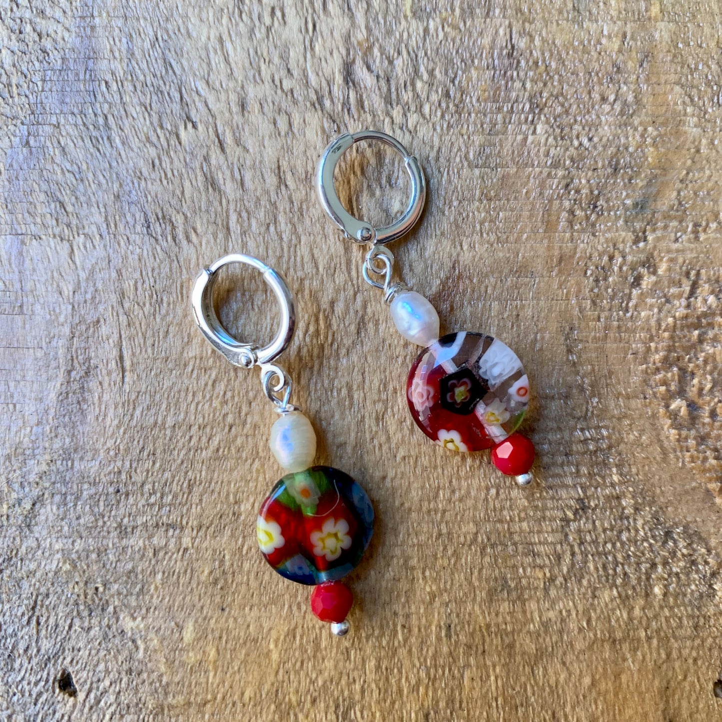 Red Circle Beaded Earrings - ByMNC