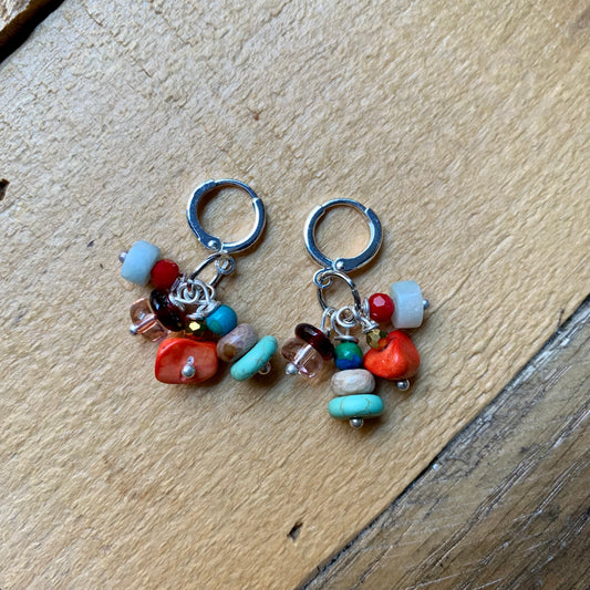 Multicolored Silver Charmed Earrings - ByMNC