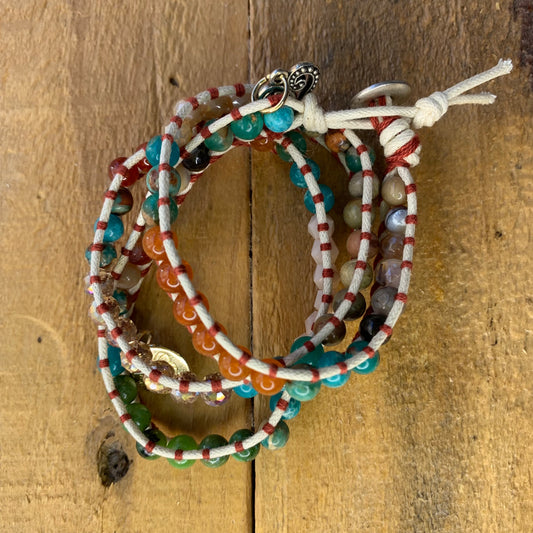Multicolored White Wrap Bracelet