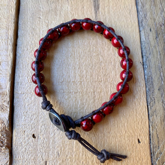 Dark Red Single Wrap Bracelet - ByMNC