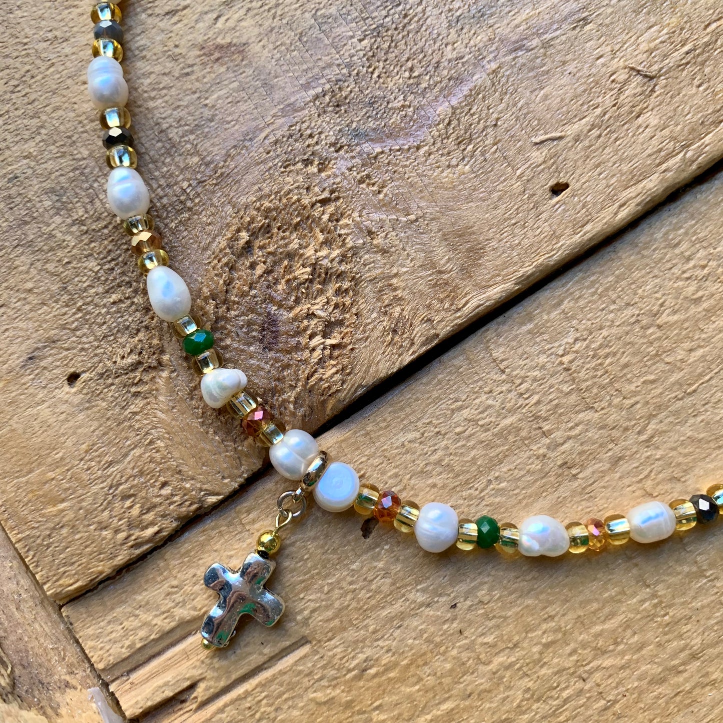 Double Charm Pearl Necklace