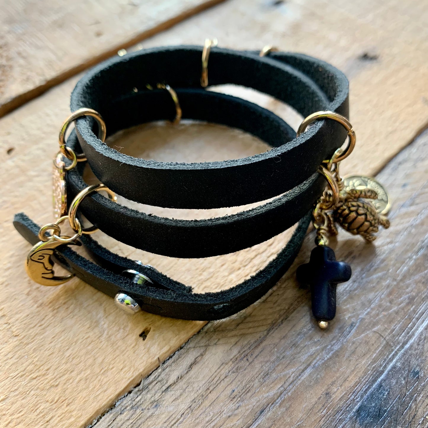 Dark Brown Charm Wrap Bracelet