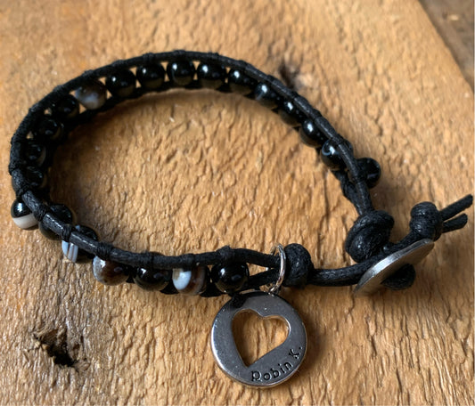 Marbled Black Single Wrap Bracelet - ByMNC