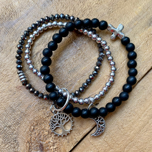 Black & Silver Charm Bracelet