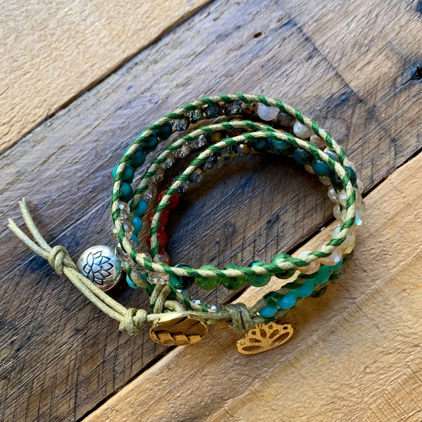 Earth Tone Green Wrap Bracelet