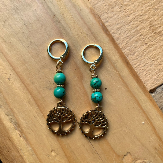 Turquoise Tree Of Life Earrings - ByMNC