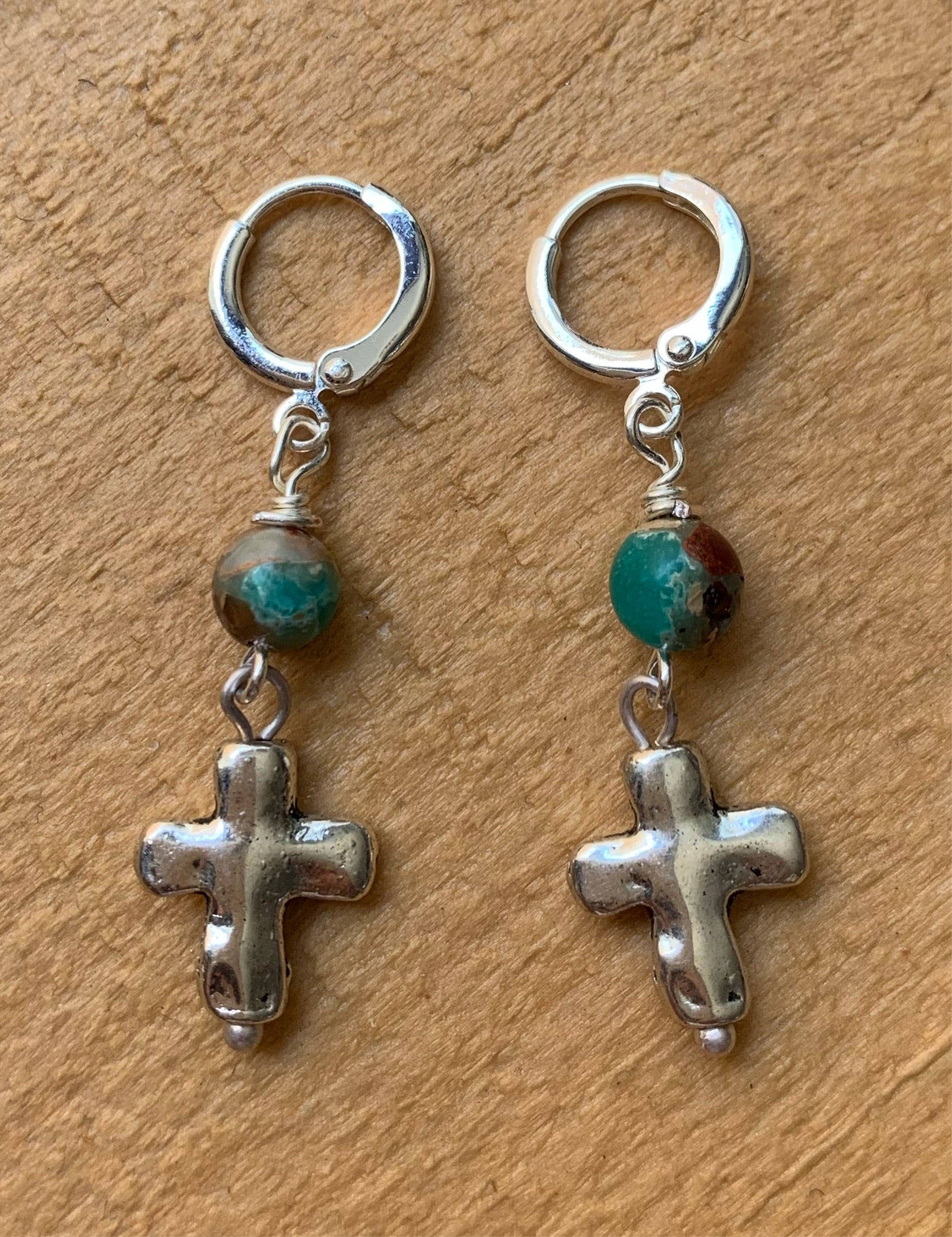 Cross Beaded Huggie Earrings - ByMNC