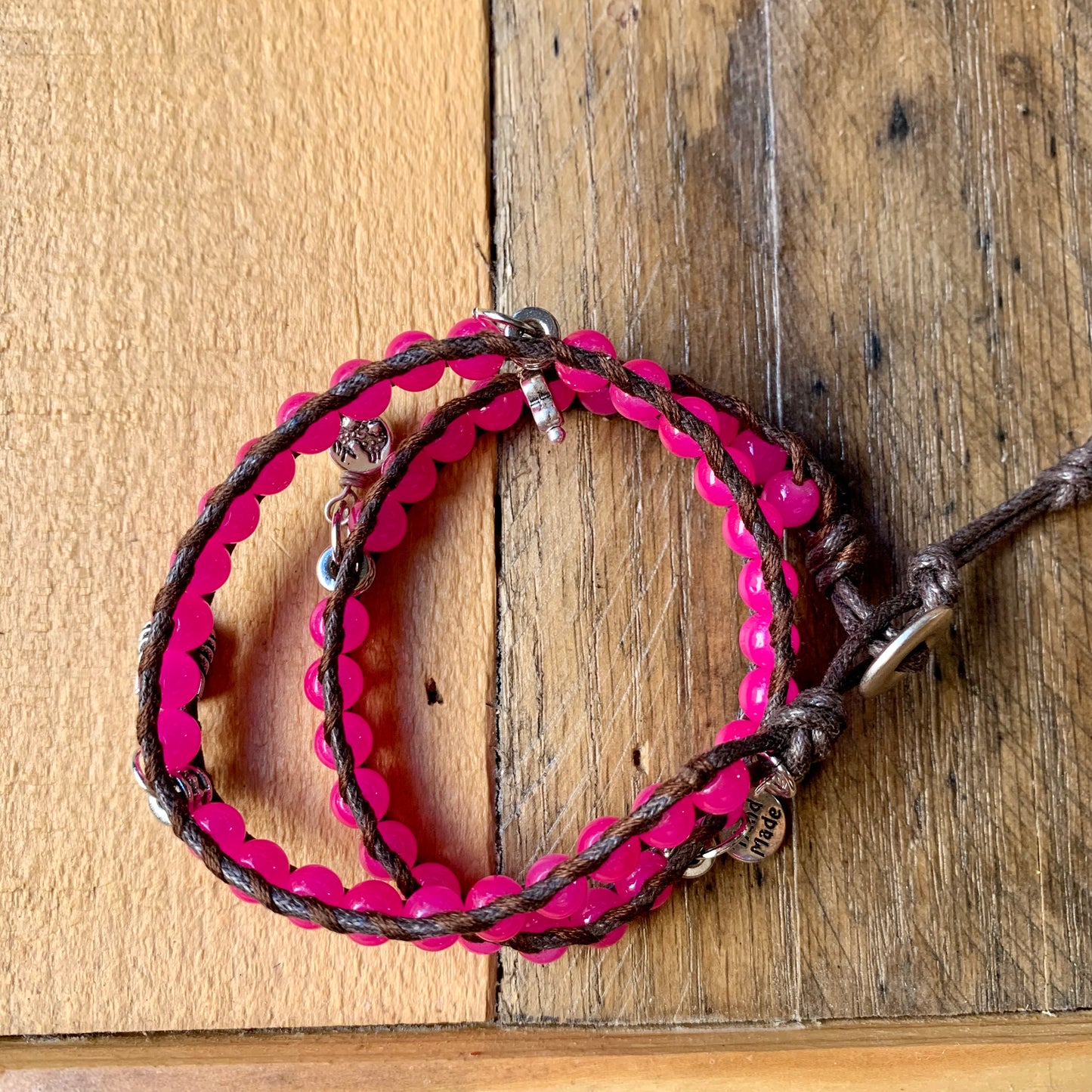 Neon Pink Charm Wrap Bracelet - ByMNC