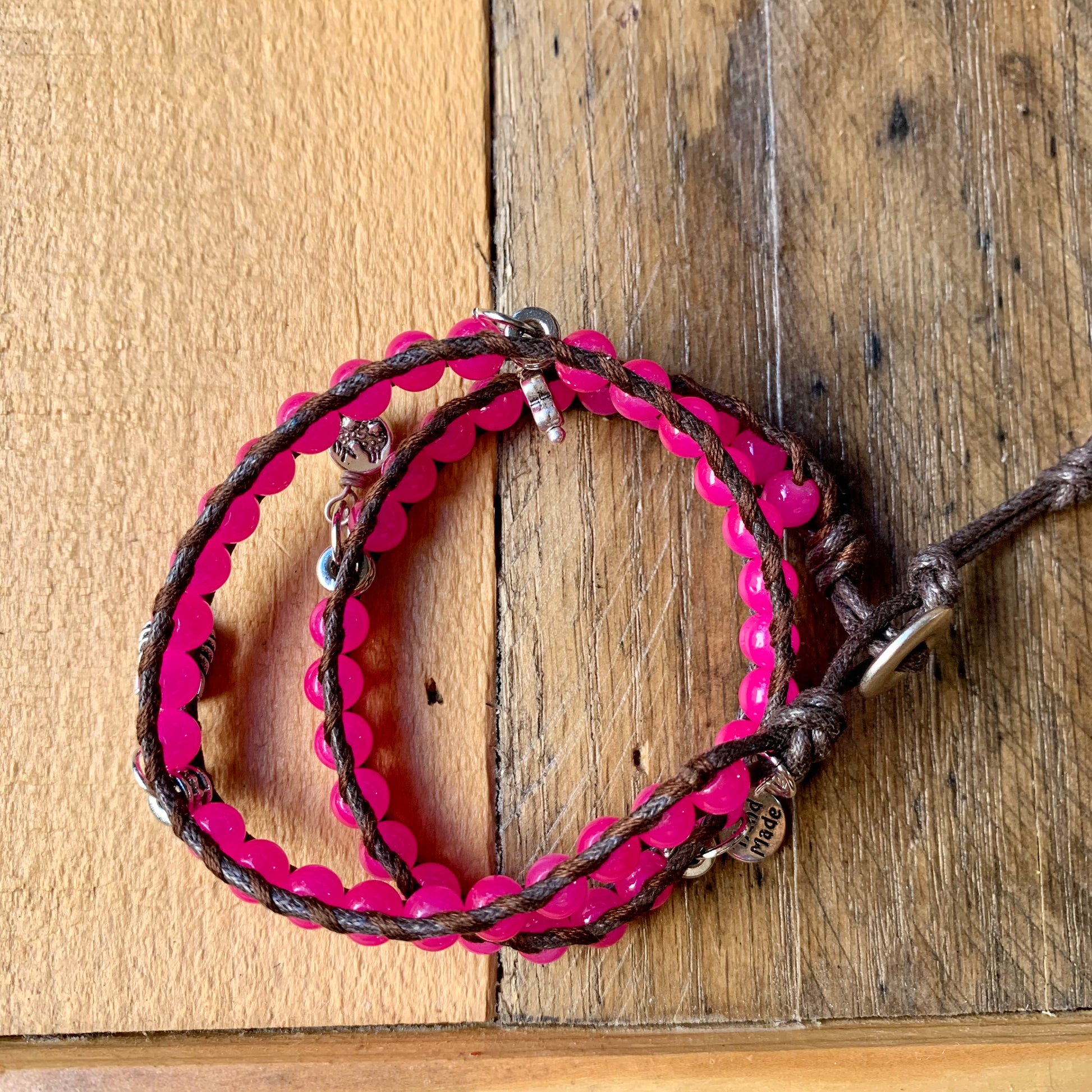Neon Pink Charm Wrap Bracelet - ByMNC