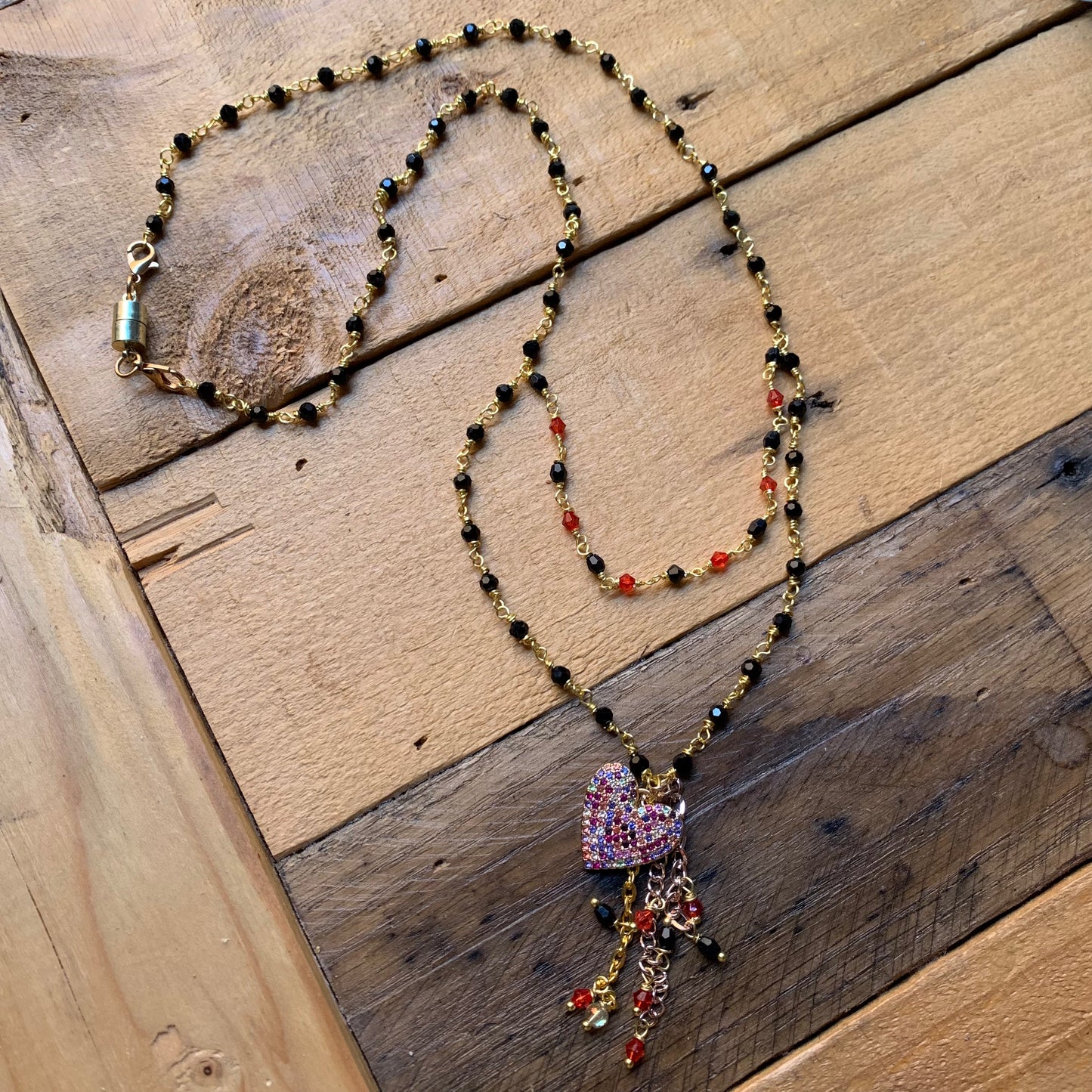 Pink Heart Beaded Necklace Set - ByMNC