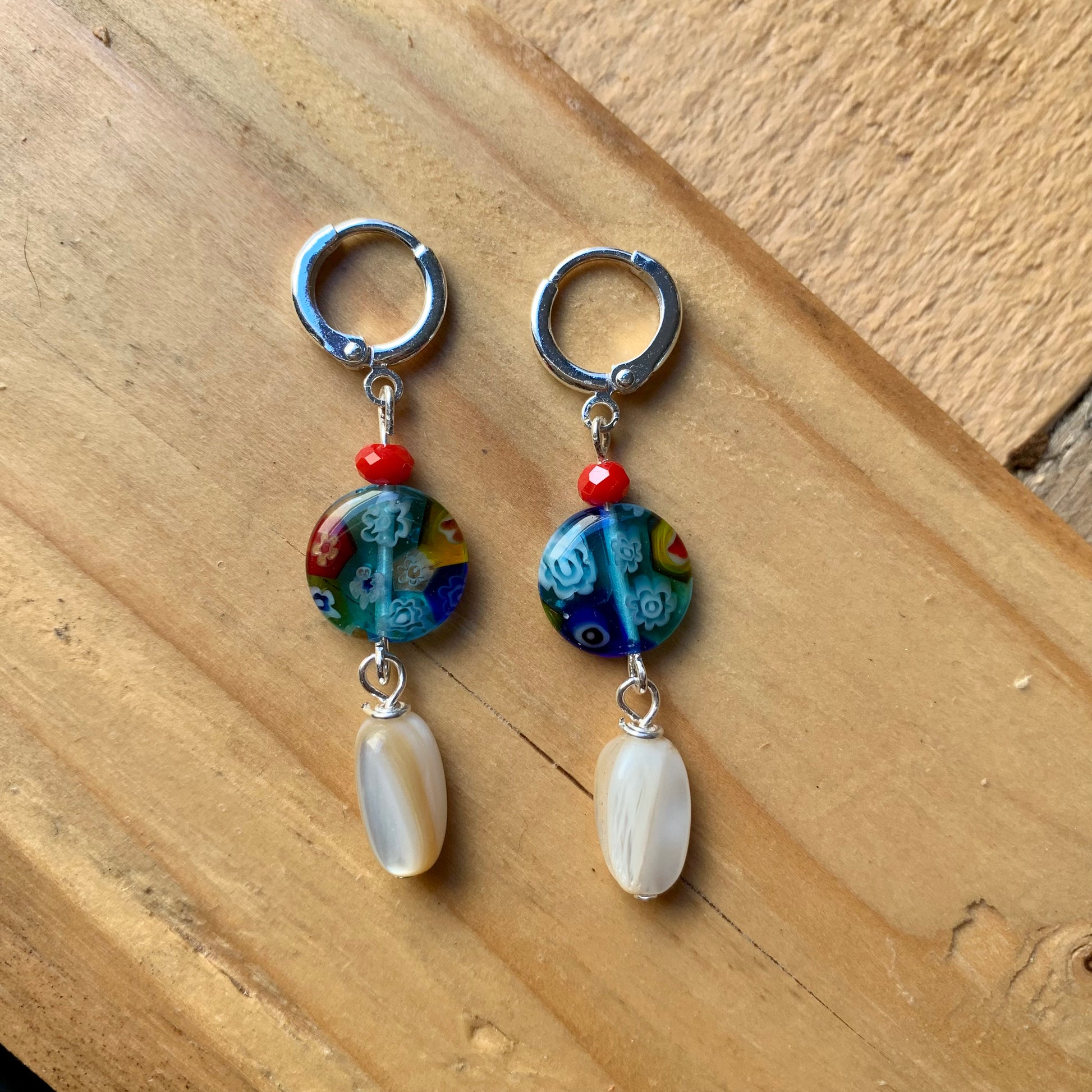 Blue Silver Hoop Earrings - ByMNC