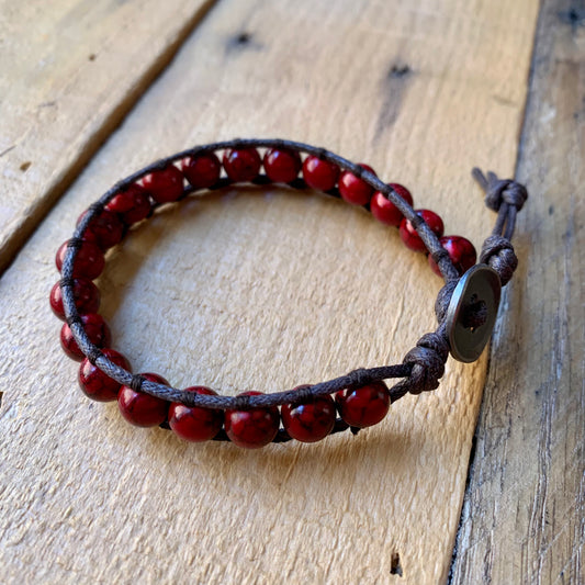 Dark Red Single Wrap Bracelet - ByMNC