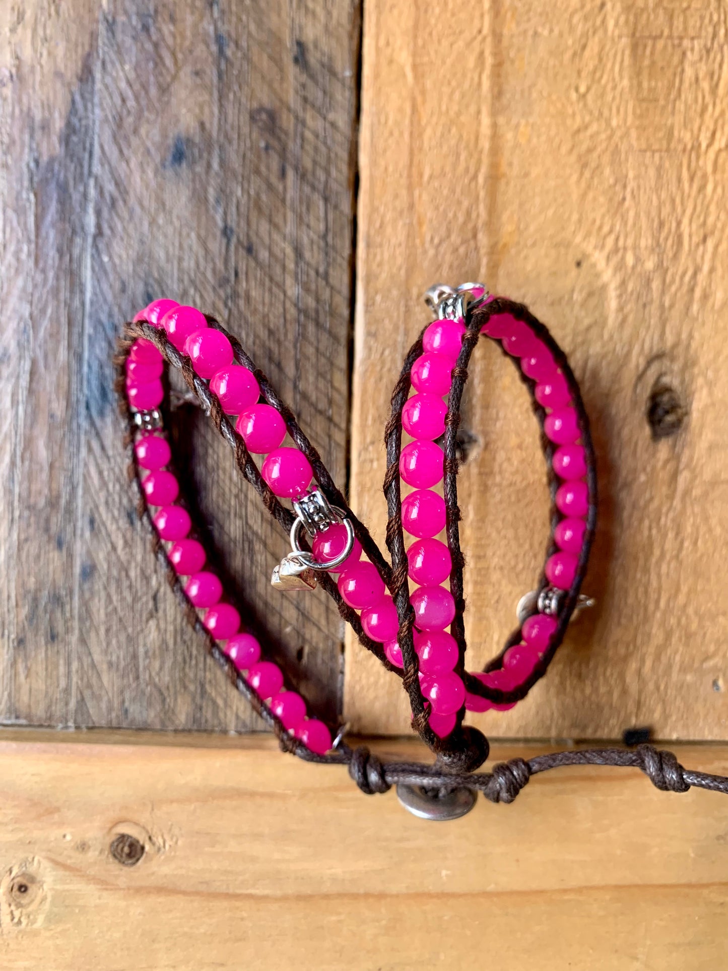 Neon Pink Charm Wrap Bracelet - ByMNC