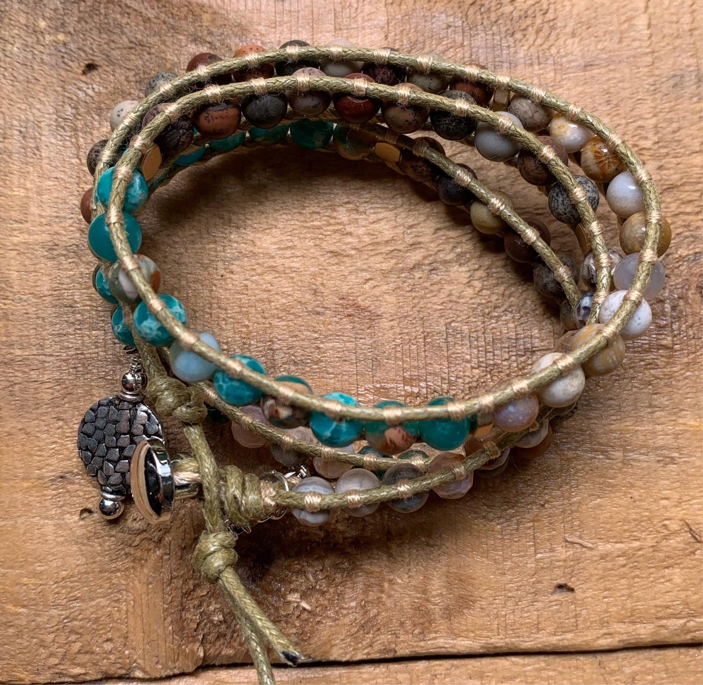 Brown & Turquoise Wrap Bracelet - ByMNC