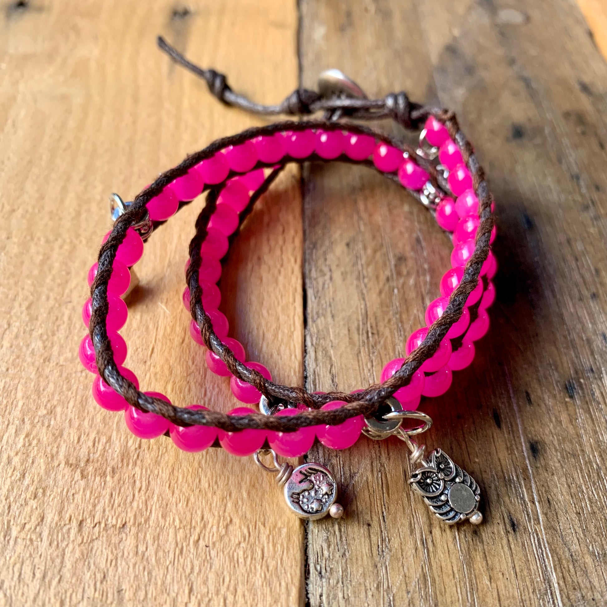 Neon Pink Charm Wrap Bracelet - ByMNC