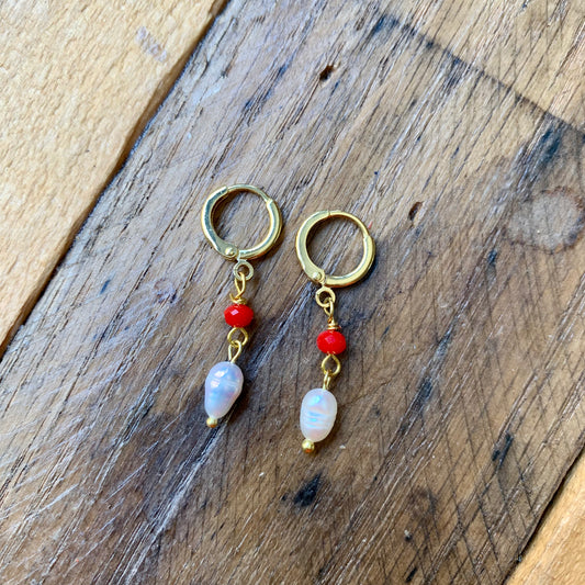 Red Pearl Earrings - ByMNC